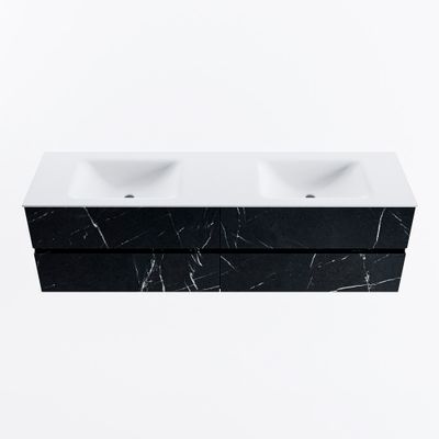 MONDIAZ VICA 170cm badmeubel onderkast Marquina 4 lades. Wastafel CLOUD dubbel 2 kraangaten, kleur Talc.