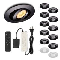 Set LED-inbouwspot met afstandsbediening Piccolo zwart 3W dimbaar 1-12 stuks