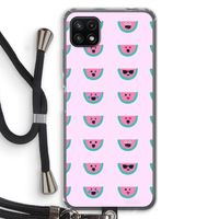 Smiley watermeloenprint: Samsung Galaxy A22 5G Transparant Hoesje met koord
