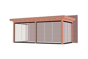 Aanbouwveranda Lucca 660x325 cm - Plat dak - Combinatie 1- - Onbehandeld lariks Douglas hout- Trendhout