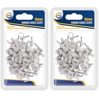 DID Witte kabelclips/kabelklemmen - 150x - met spijker - 10 mm - kabelbinders