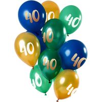 Ballonnen Set 40 Jaar Groen/Goud Premium - 12 Stuks