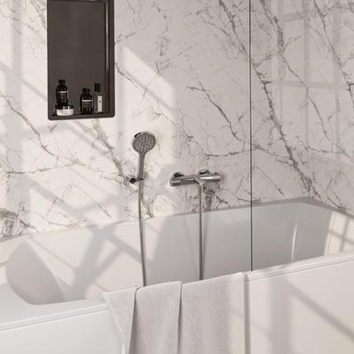 Brauer Chrome Carving Badkraan - douchegarnituur - handdouche rond 3 standen - carving knop - chroom 5-CE-247