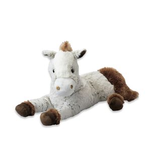 Inware Pluche paard knuffel - liggend - lichtbruin/bruin - polyester - 30 cm