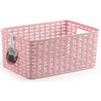 Opbergmand - Kastmand - rotan kunststof - roze - 10 Liter - 22 x 33 x 16 cm - thumbnail