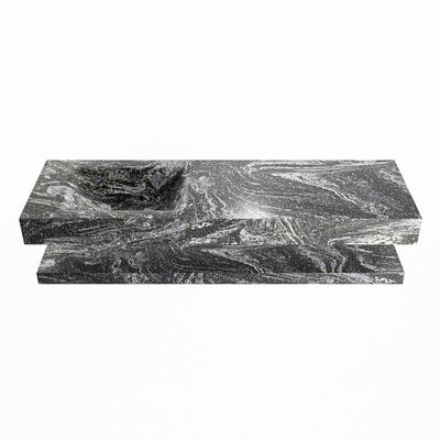 MONDIAZ ALAN-DLUX 150cm planchet Lava. Vrijhangende wastafel CLOUD links 1 kraangat, kleur Lava.