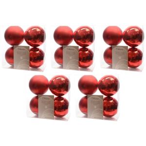 Decoris Kerstballen - 20x st - rood - 10 cm - kunststof - kerstversiering