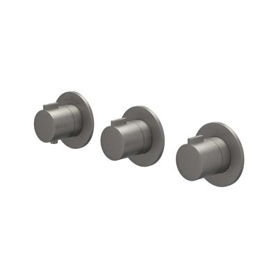 Afbouwdeel IVY Pact Inbouwthermostaat 2 Stopkranen Symmetry Met Ronde Rozetten Geborsteld Metal Black PVD IVY