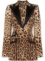 Dolce & Gabbana leopard print tailored blazer - Marron