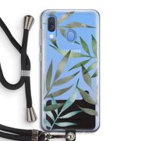 Tropical watercolor leaves: Samsung Galaxy A40 Transparant Hoesje met koord