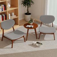 3-delige Fauteuil met Bijzettafel Geïmpregneerde Loungestoel set Kleine Tafel met 2 Stoelen Lichtgrijs