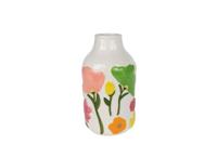 Vaas Fleur S wit/multicolor recht aardewerk