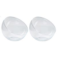 Bolvaas schuine/halve schaal - 2x - transparant gerecycled glas - D20 x H17