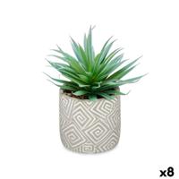 Decoratieve plant Ibergarden Hout Polyethyleen Plastic Cement Vetplant 17 x 21 x 17 cm (8 Stuks)