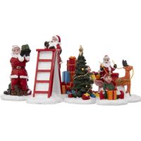 Kerstdorp accessoires - miniatuur figuurtjes - poppetjes/kerstman - thumbnail