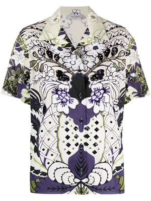 Valentino Garavani chemise brodée de sequins à imprimé Arazzo - Tons neutres