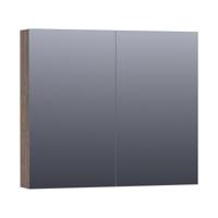 Brauer Impress Deluxe Spiegelkast - 80 cm - met interne en externe Verlichting - 2 Dubbelzijdige Spiegeldeuren - Grove