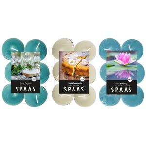 Candles by Spaas geurkaarsen - 36x stuks in 3 geuren - Maxi theelichtjes van 4.5 branduren