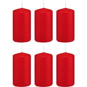 Cilinderkaars/stompkaars - 6x - rood - 5 x 10 cm - 23 branduren