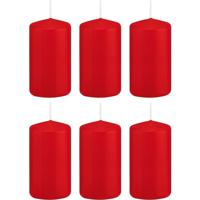 Cilinderkaars/stompkaars - 6x - rood - 5 x 10 cm - 23 branduren