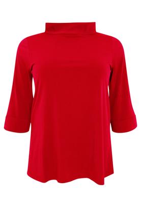 Yoek Shirt A-lijn met turtle neck | Rood | Maat 46/48