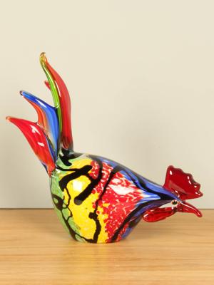 Decoratie gekleurde pikkende haan, 25 cm