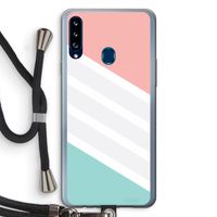 Strepen pastel: Samsung Galaxy A20s Transparant Hoesje met koord