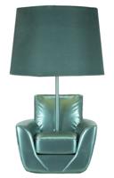 TAFELLAMP MIDDEN EEUW 
TURQUOISE CM Ø 26X43