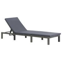 vidaXL Ligbed met kussen poly rattan antraciet - thumbnail