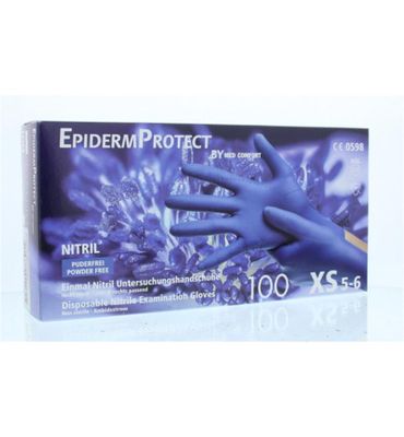Epidermprotect Epidermprotect Nitriel Onderzoekhandschoen Poedervrij Xs Blauw (100st)