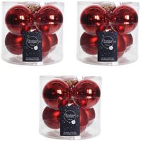 18x Kerst rode glazen kerstballen 8 cm glans en mat
