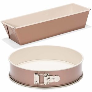 Set van 2x rose gouden bakvormen voor cake en taart 25 en 28 cm   -