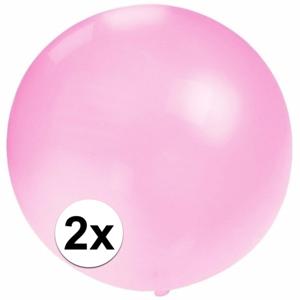 Grote ballonnen 60 cm - 2x stuks - baby roze - Meisjes geboorte/geboren feestartikelen/versiering