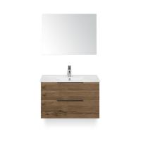 Seville Badmeubelset 80 cm - Tabacco Edge greep - Wastafel Enjoy - met Spiegel