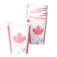 Canada vlag thema drinkbekers - 8x stuks - 200 ml - Canadese feestartikelen/versiering - karton