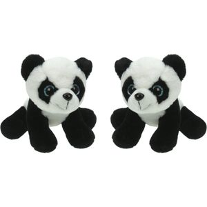 Set van 2x stuks pluche knuffel dieren Panda beer van 25 cm - Knuffeldier