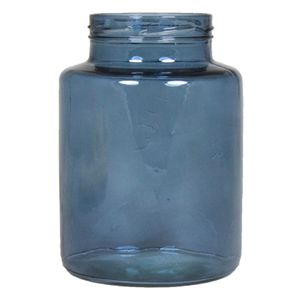 Bloemenvaas - blauw/transparant glas - H25 x D17 cm   -