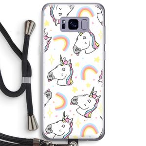 Rainbow Unicorn: Samsung Galaxy S8 Plus Transparant Hoesje met koord