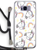 Rainbow Unicorn: Samsung Galaxy S8 Plus Transparant Hoesje met koord