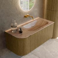 Badmeubel Mondiaz Kurve-Dlux | 105 cm | Meubelkleur Dusk | Wastafelkleur Arena | Solid surface | Wasbak rechter zijde spoelbak | Zonder kraangat(en)