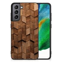 Houten Print Telefoonhoesje voor Samsung Galaxy S21FE Wooden Cubes - thumbnail