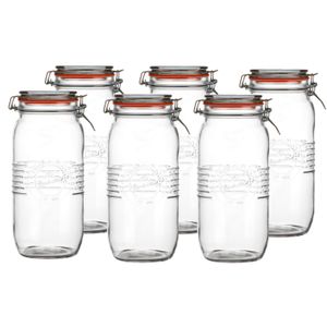 Voorraadpot/bewaarpot - 6x - 2L - glas - met beugelsluiting - D14 x H27 cm