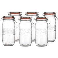 Voorraadpot/bewaarpot - 6x - 2L - glas - met beugelsluiting - D14 x H27 cm