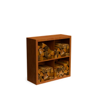 Egura cortenstaal Houtopslag 4 vakken met achterwand L100 x B38,5 x H100 cm - Geroba