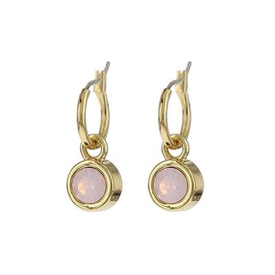 Biba Hang Oorbellen met Swarovski Steentje Rose W. Opal Goud