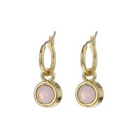 Biba Hang Oorbellen met Swarovski Steentje Rose W. Opal Goud