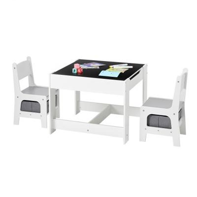 VEVOR Kindertafel met 2 stoelen en stoffen opbergbox onder de stoelen, knutseltafelset voor lezen, leren, tekenen en schrijven, kinderzitset voor kinderdagverblijf, knutseltafel, speeltafel, bureau