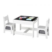 VEVOR Kindertafel met 2 stoelen en stoffen opbergbox onder de stoelen, knutseltafelset voor lezen, leren, tekenen en schrijven, kinderzitset voor kinderdagverblijf, knutseltafel, speeltafel, bureau