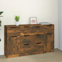 3-delige Dressoirset bewerkt hout gerookt eiken