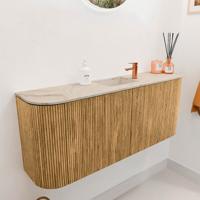 Toiletmeubel Mondiaz Joya Dlux | 103.2 cm | Meubelkleur Oak | Faye wastafel Frappe Wasbak Midden | 1 kraangat